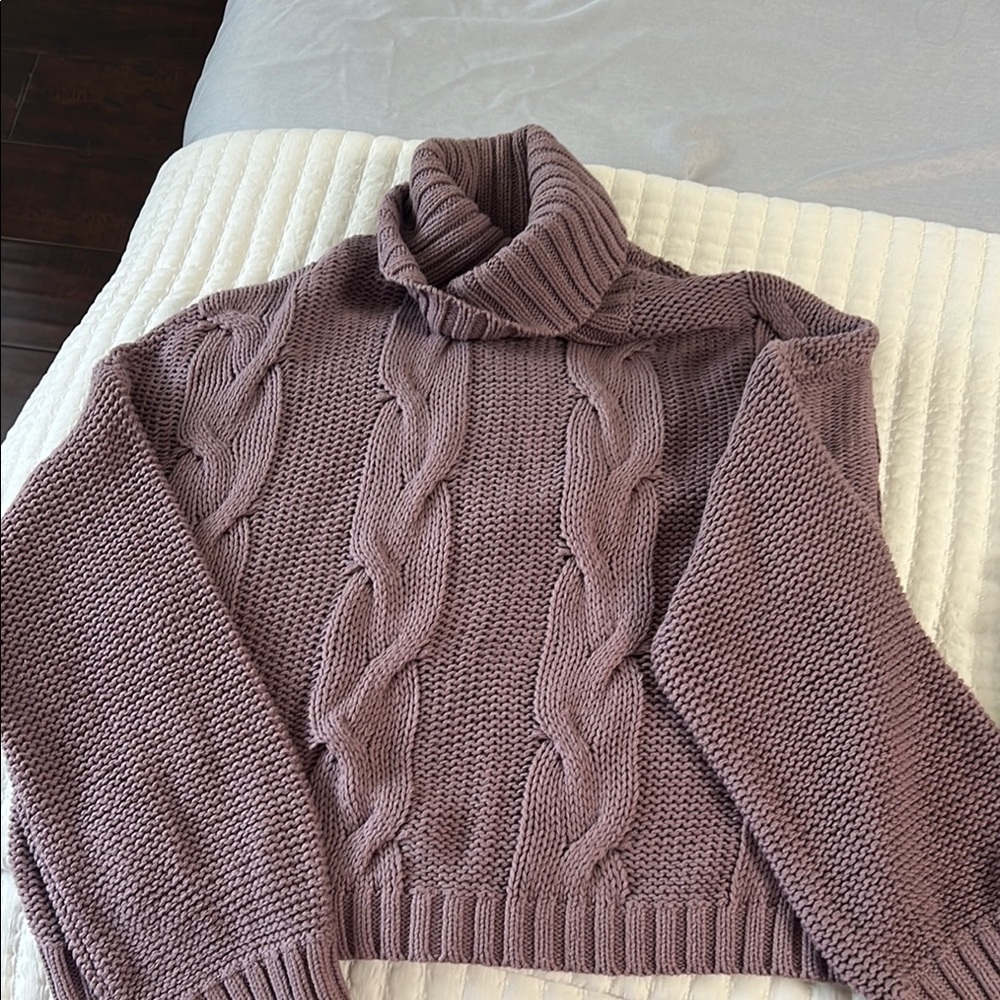 Purple Cowl Neck Sweater with Cozy Knit